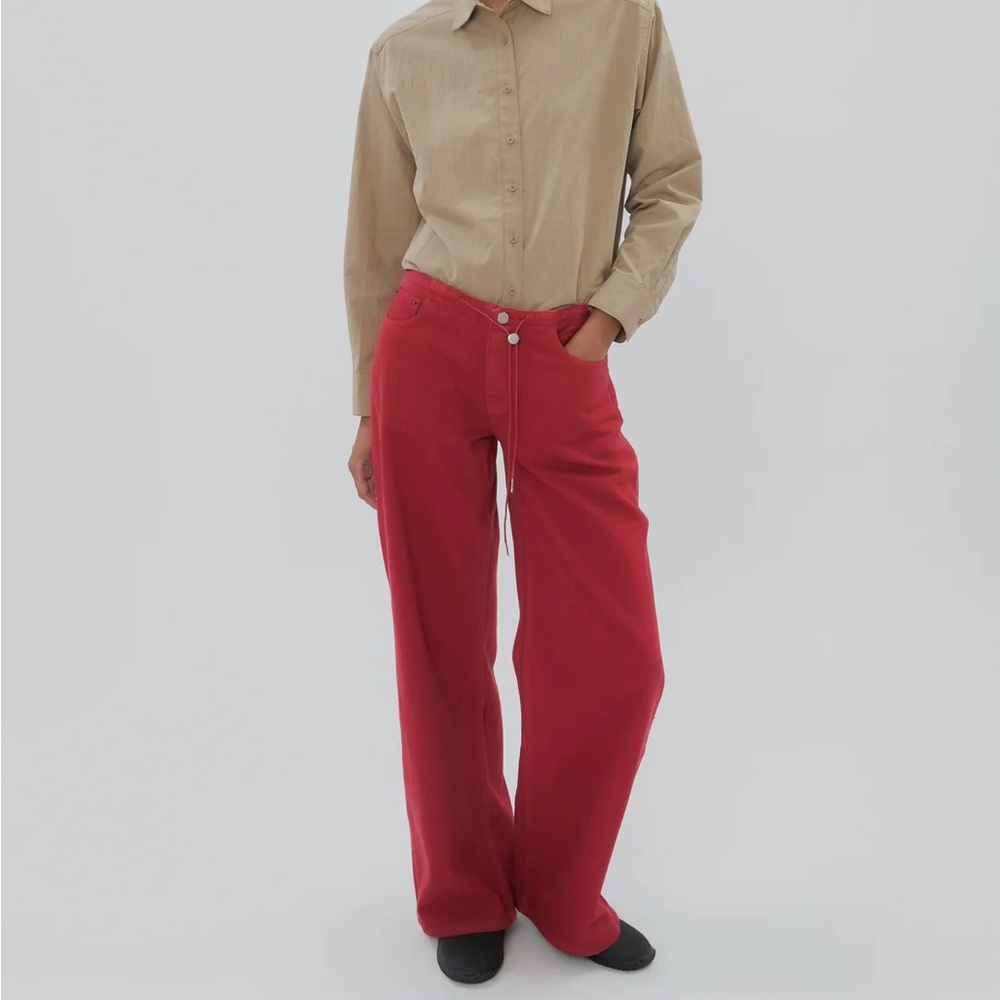 NWT Still Here NYC Cool Jean in Brick Red Cloud Denim 26
